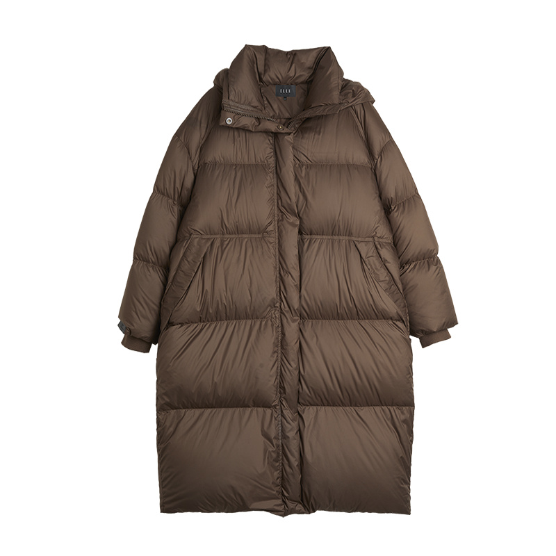 

Пуховик женский с капюшоном утепленный ELLE, темно-коричневый