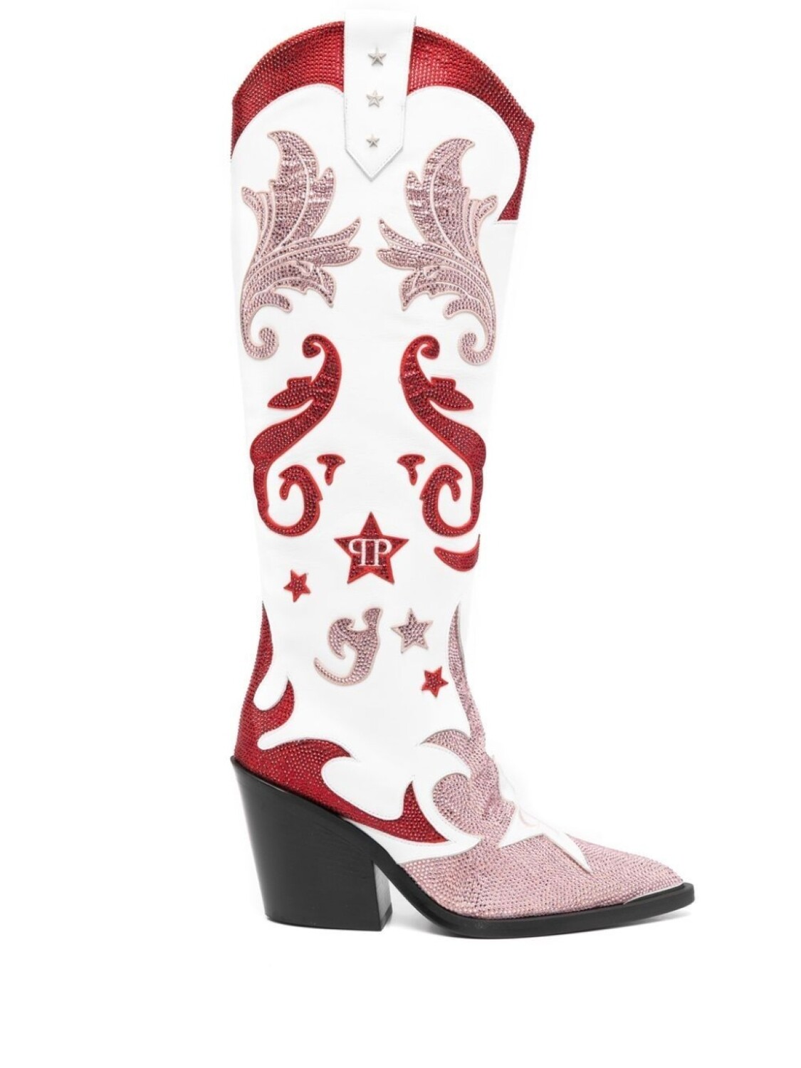 Philipp Plein ботильоны Cowboy 100 со стразами, белый