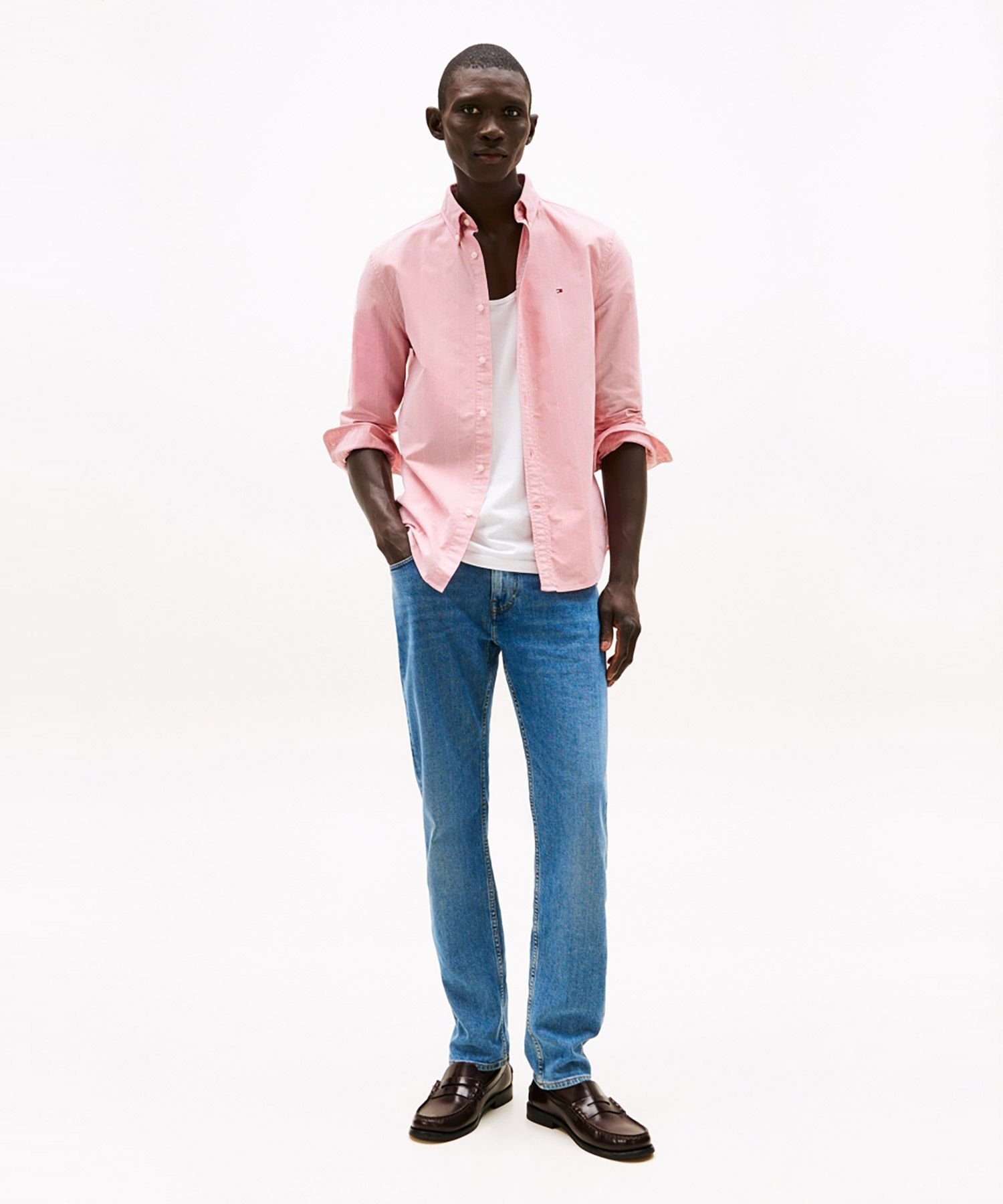 Рубашка Hilfiger Oxford Fine Stripe TOMMY HILFIGER, Red 0EV — фото 3