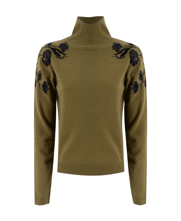 

Пуловер с цветочным принтом и высоким воротником Ermanno Scervino, коричневый