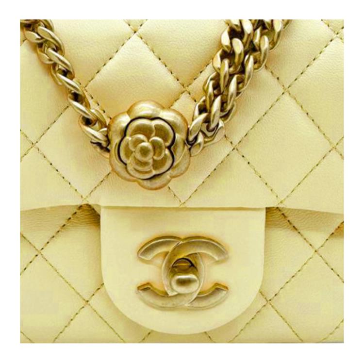 CHANEL Овчинная цепочка сумка через плечо кроссбоди миниатюрная женская желтая — фото 2