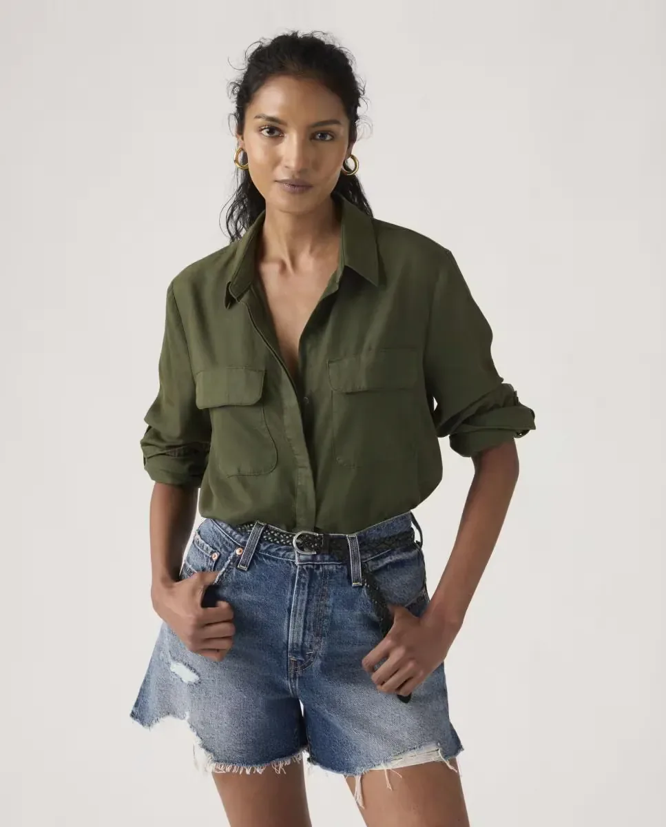 Женская рубашка с длинным рукавом Levi's, зеленый — фото 4