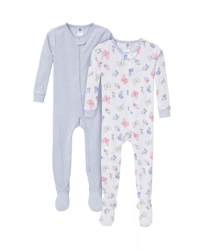

Пижама Snug Fit для девочек, 2 шт., с бабочками Gerber, синий