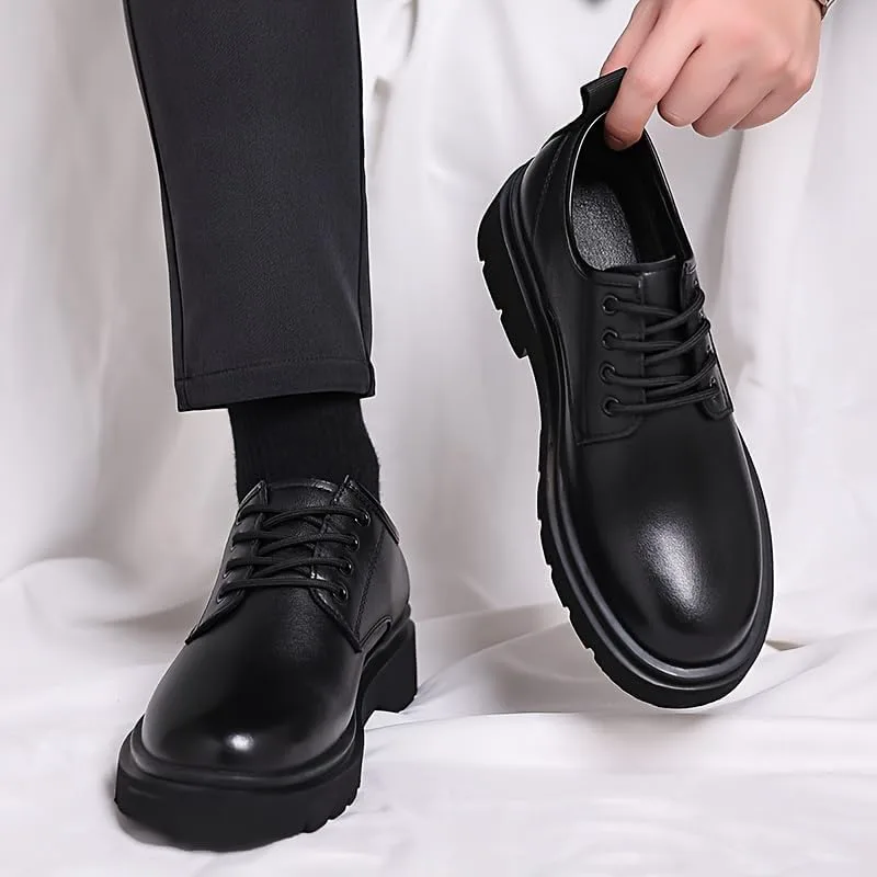 Men's Shoes - lace-up Formal and Casual Decorative, Anti-Slip PVC Soles & PU Shock-Absorbing Insoles, Low-top Business Suitable for Office, Wedding and Daily wear - All-Season Clolinde, черный — фото 3