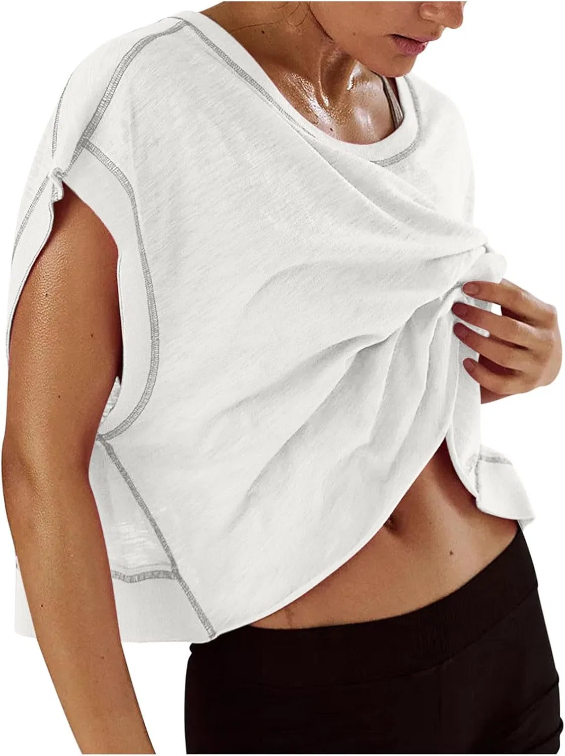 Женский топ для активного отдыха, Athletic Crop Top, A#01white — фото 2