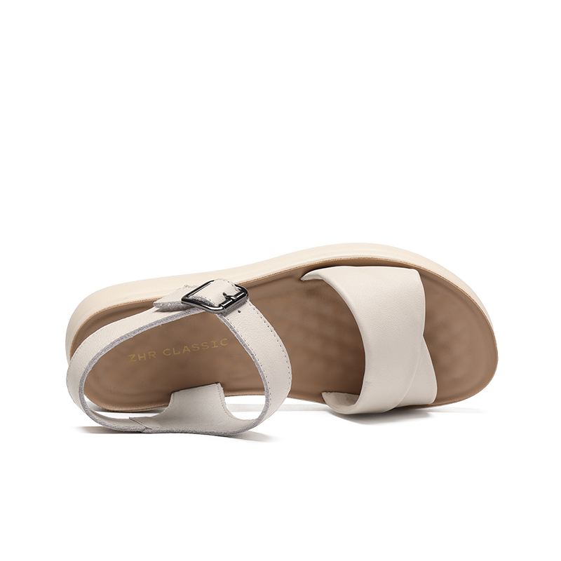 ZHR Женские сандалии на одной застежке бежевые, цвет Beige — фото 3