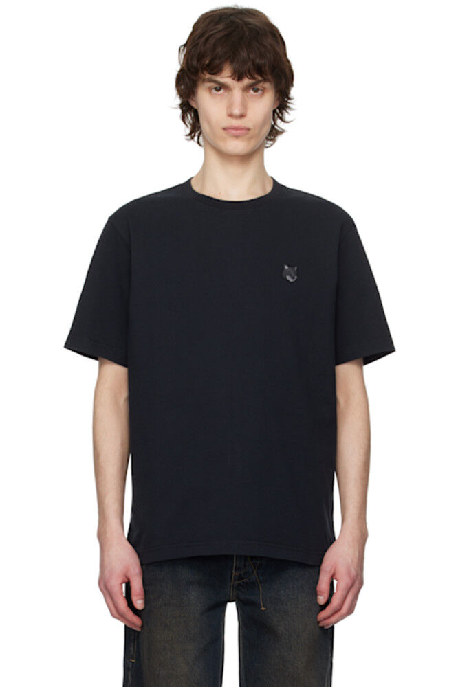 

Черная футболка с нашивкой в ​​виде головы лисы Comfort Maison Kitsuné