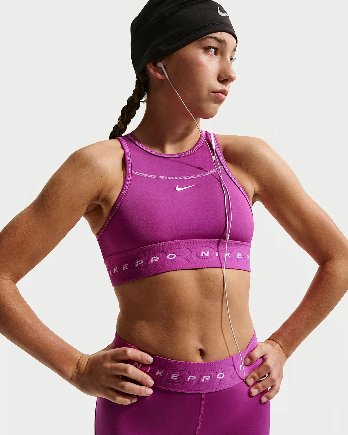 Детский спортивный топ Nike Pro Swoosh, Hot Fuchsia/Light Magenta/White