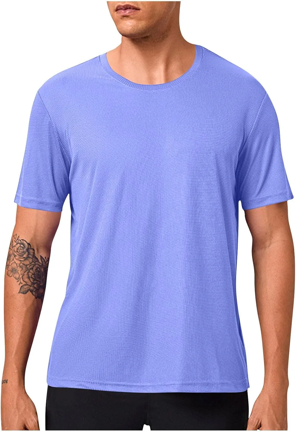 Мужская однотонная футболка для спорта, Stretch Casual с коротким рукавом и круглым вырезом — фото 3