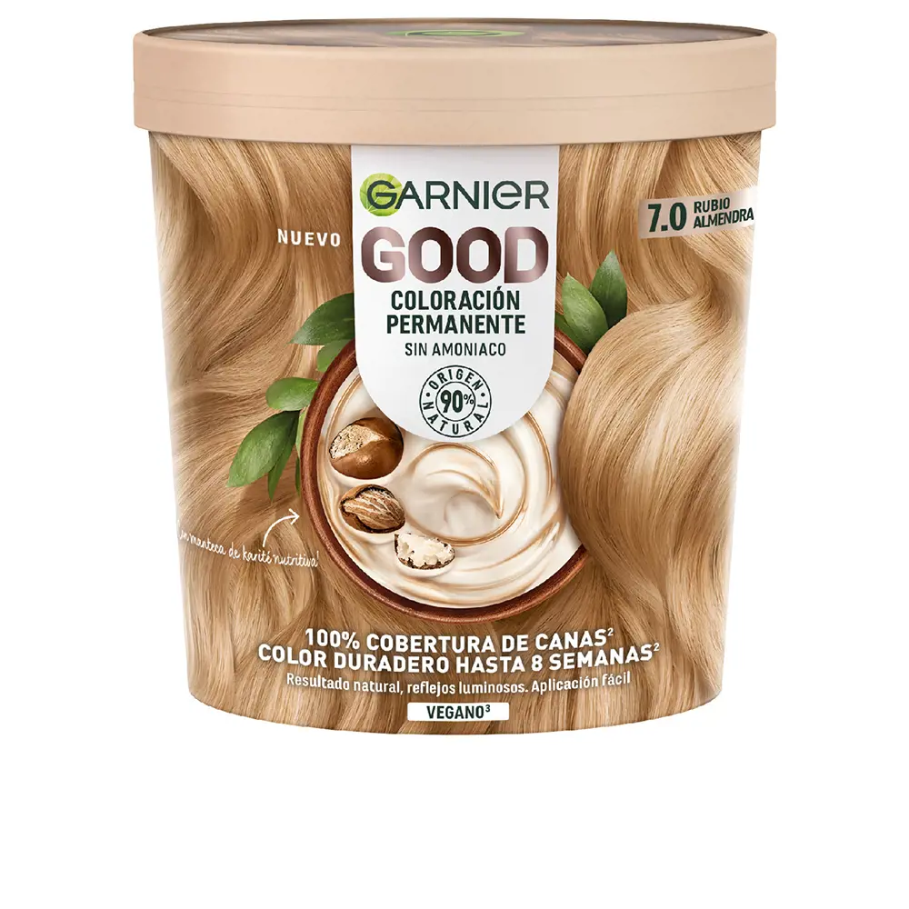 

Краска для волос Good coloración permanente Garnier, цвет 7.0 rubio almendra, 217 мл.