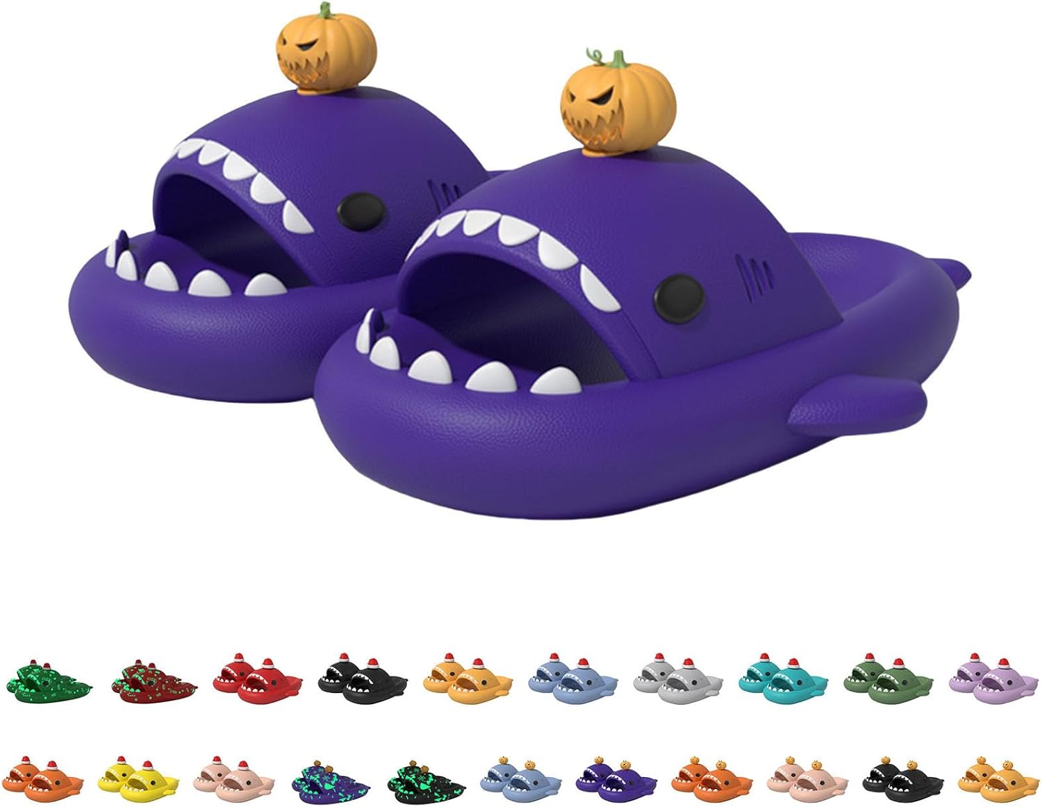 

Сланцы с акулой на Хэллоуин, рождественские сланцы с акулой, облачные сланцы с акулой 3D мультяшные тапочки для женщин и мужчин Generic, пурпурный