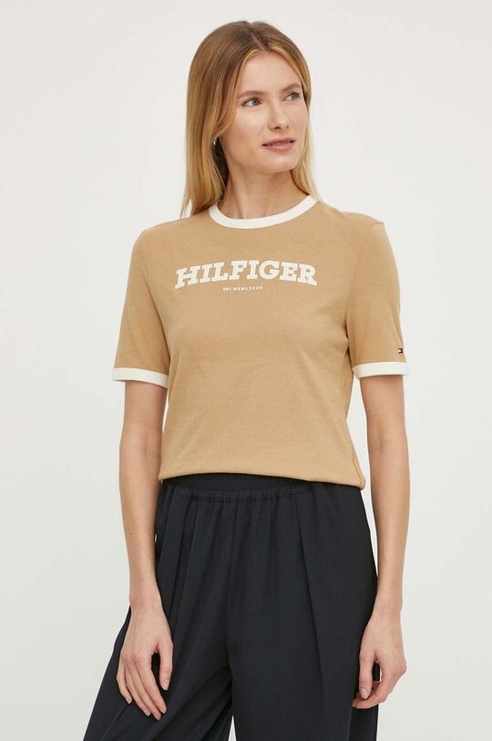 

Хлопковая футболка Tommy Hilfiger, бежевый