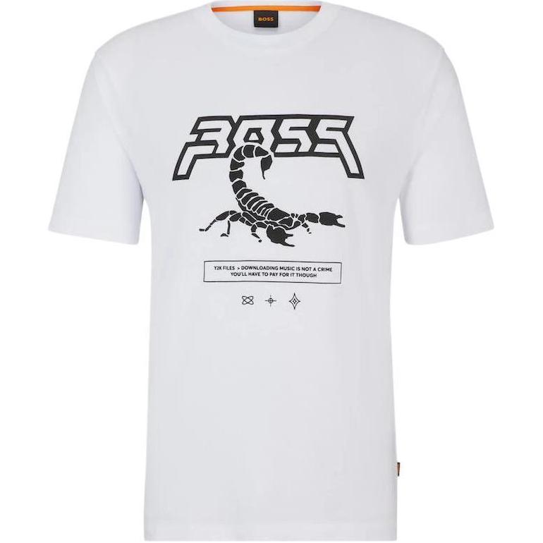 

HUGO BOSS Хлопковая футболка с сезонным принтом T-Shirt Men's White, Белый, HUGO BOSS Хлопковая футболка с сезонным принтом T-Shirt Men's White