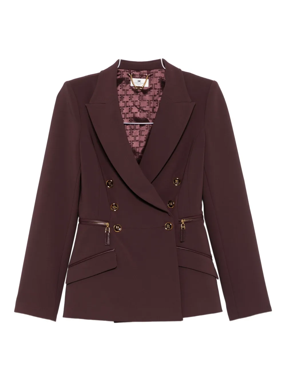 

Двубортный пиджак с молниями Elisabetta Franchi, красный