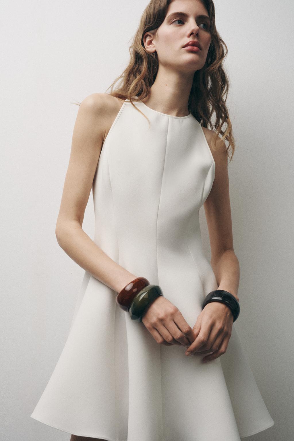 

Платье на бретельках godet из коллекции zw ZARA, экрю
