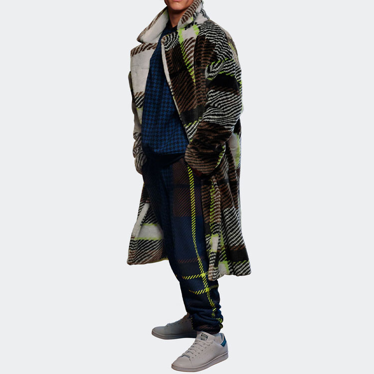 Пальто Adidas Originals Ivy Park Halls Of Ivy Plaid Faux Fur, светло-серый/черный/коричневый — фото 3