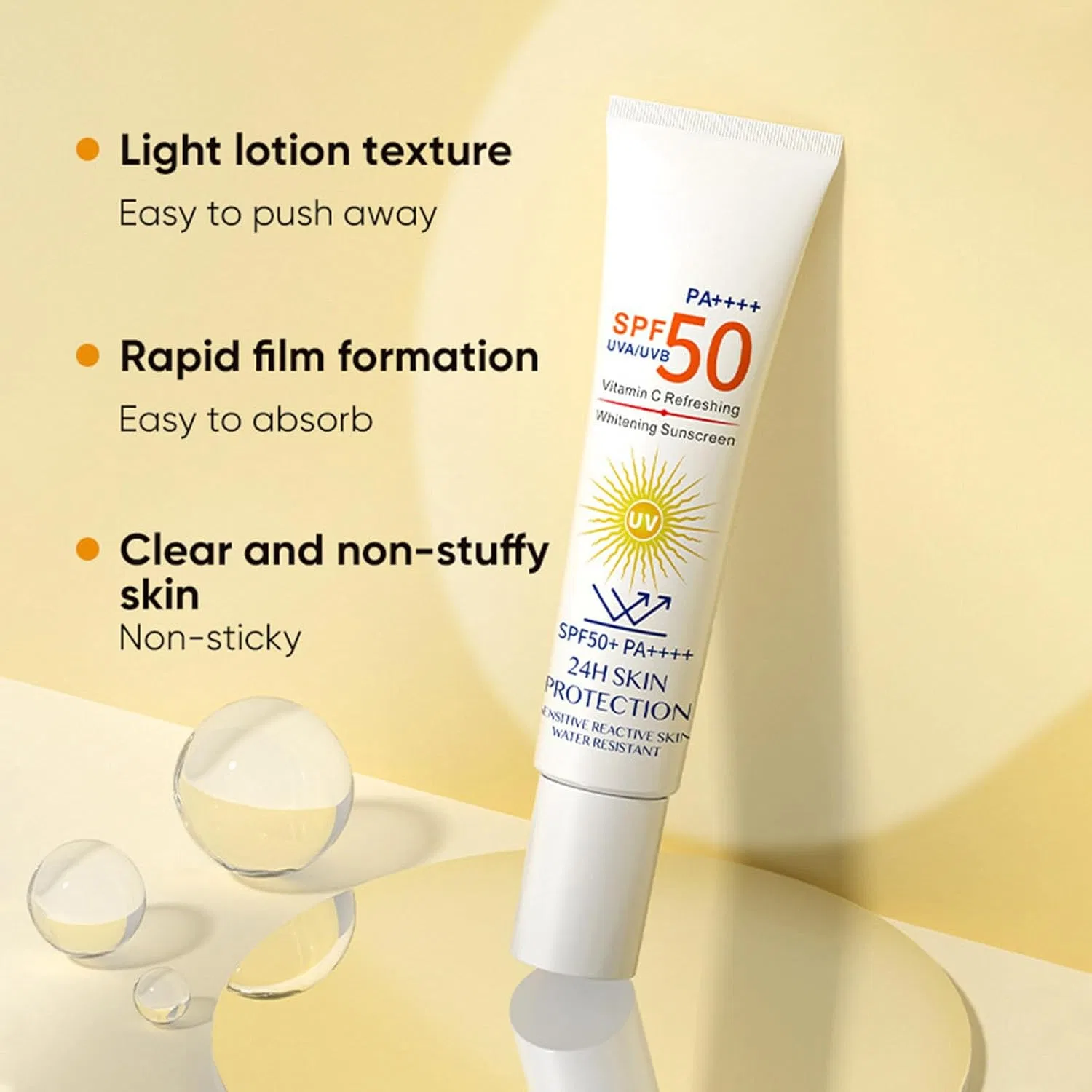 Солнцезащитный крем для лица SPF50+ PA++++, бесцветный, Generic — фото 4