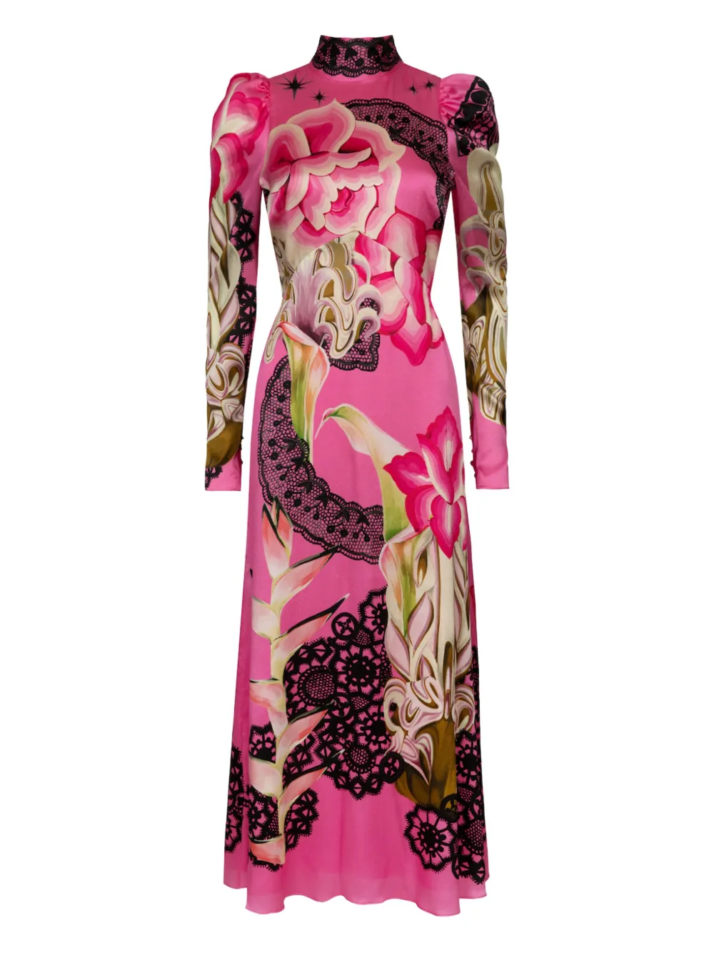 

Платье миди Cici с цветочным принтом и завязками Temperley London, розовый