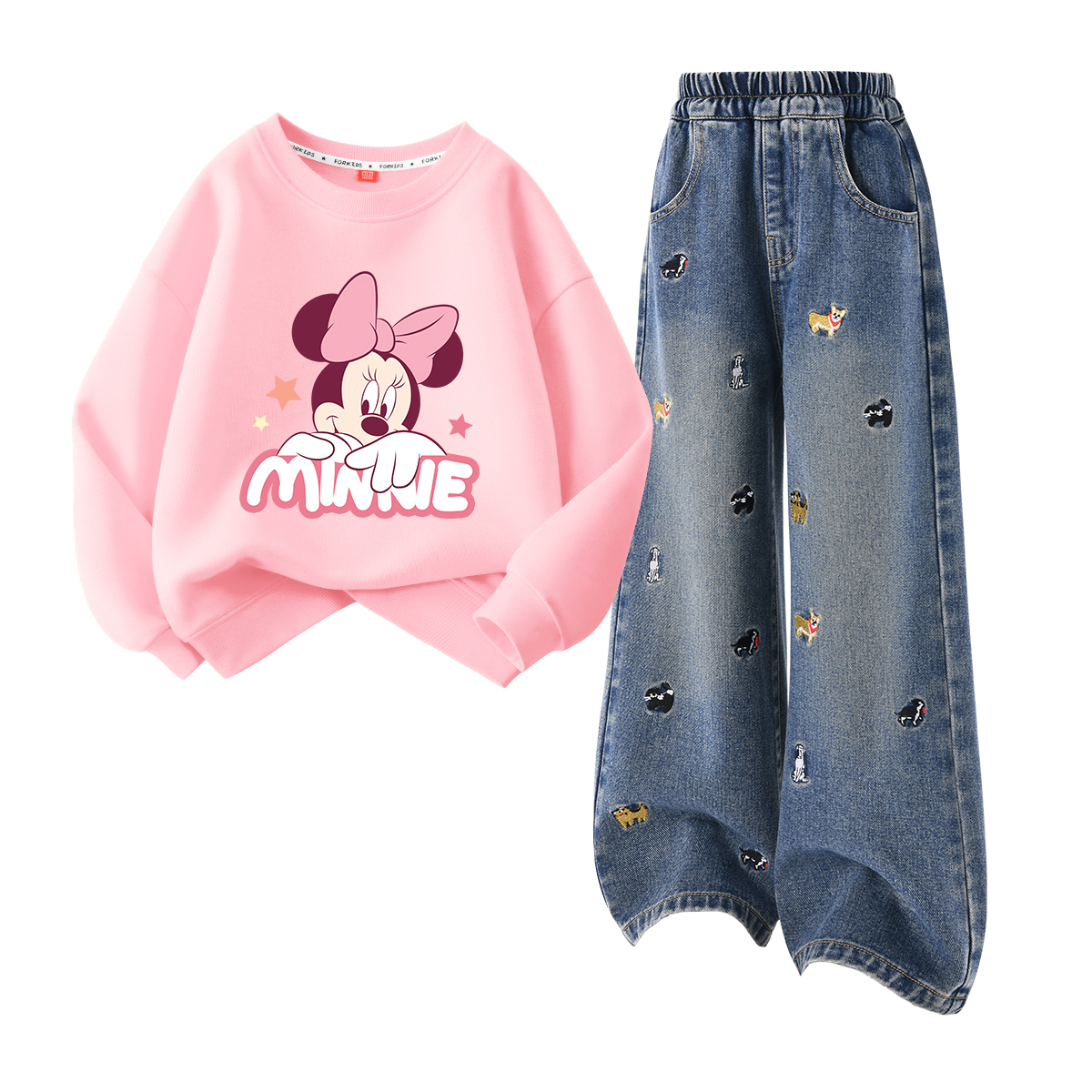 

Детская повседневная спортивная одежда Disney, Dipa Smile Pink+Solid Color Denim Blue