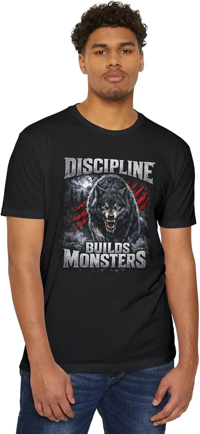 Футболка для тренировок Discipline Builds Monsters Wolf Dark Motivation - майка для спортзала Mental Toughness GENERIC, черный — фото 2