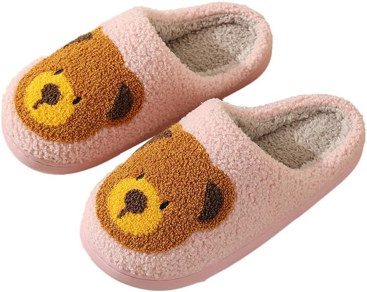 

Домашние тапочки для женщин и мужчин, ретро, мягкие, плюшевые, легкие, тапочки Jaguar, удобные для дома и улицы, с подошвой, предотвращающей скольжение Oukisam, розовый