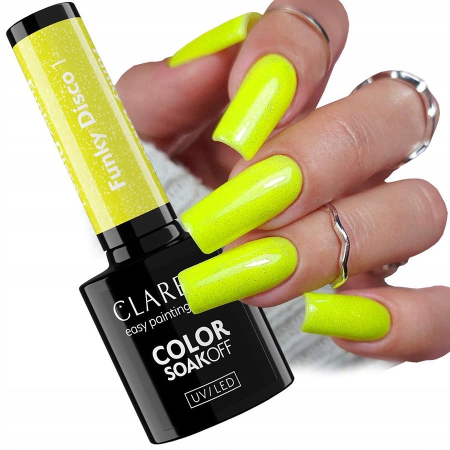 

Claresa Funky Disco 1 Yellow Groove Hybrid Glitter Yellow Nail Polish Puderek