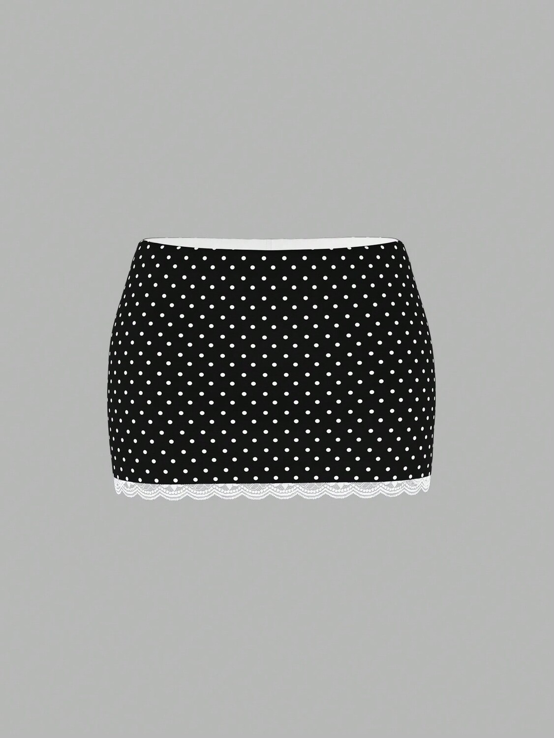 

SHEIN MOD Кокетливая кружевная юбка в горошек с низкой талией, черный и белый