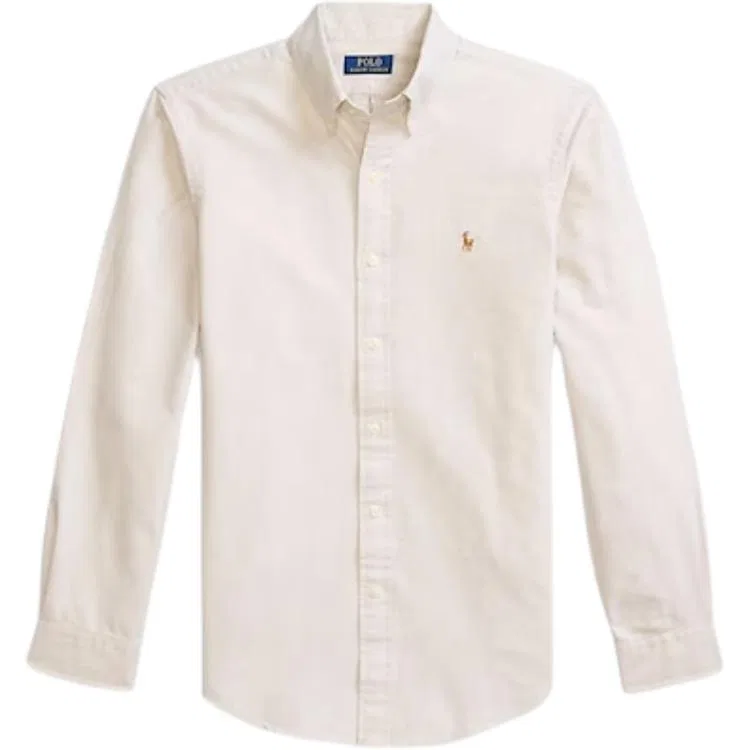 Рубашка с отложным воротником Polo Ralph Lauren светло-бежевая