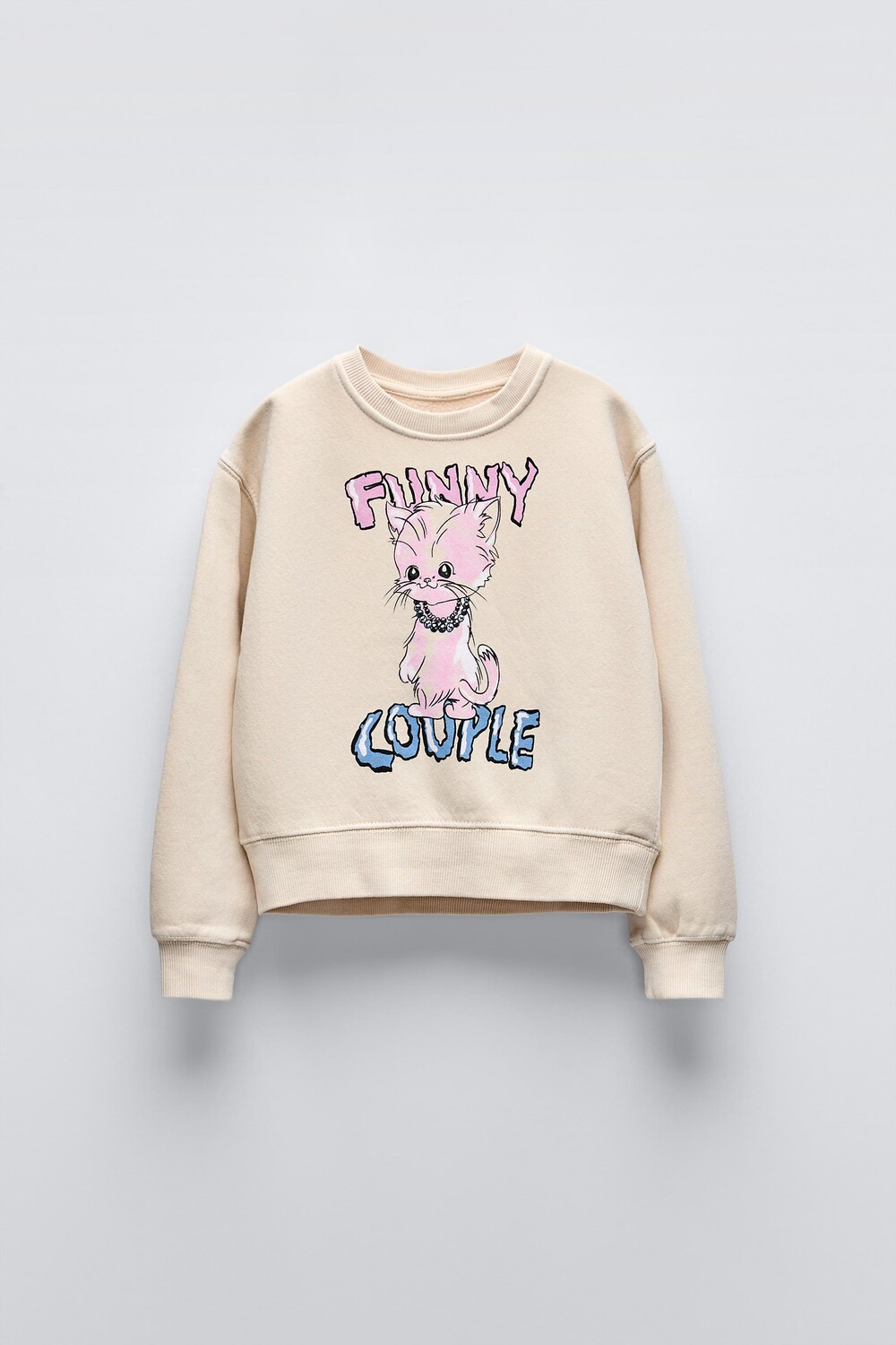 

Толстовка с кошкой ZARA, экрю