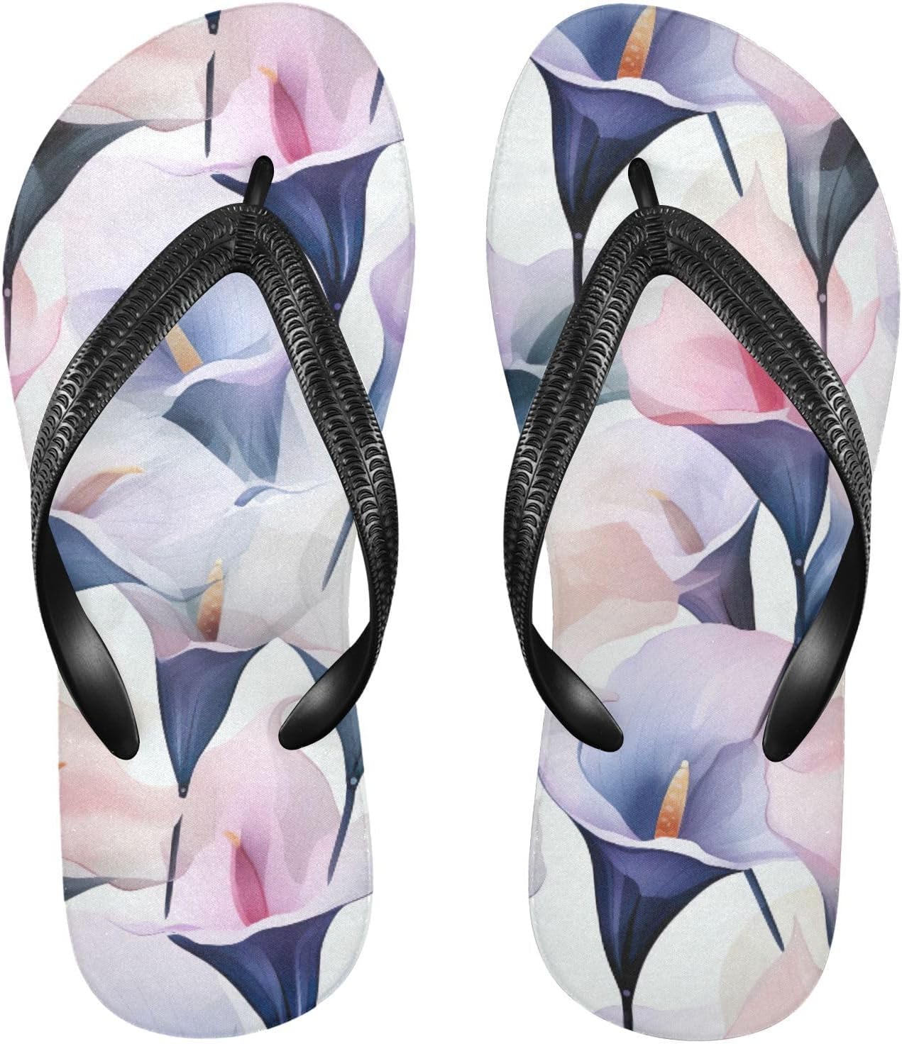 

Вьетнамки с акварельным рисунком лилии, пляжные шлепанцы, резиновые нескользящие летние тапочки для женщин и мужчин Sinestour, Watercolor Lily Flower