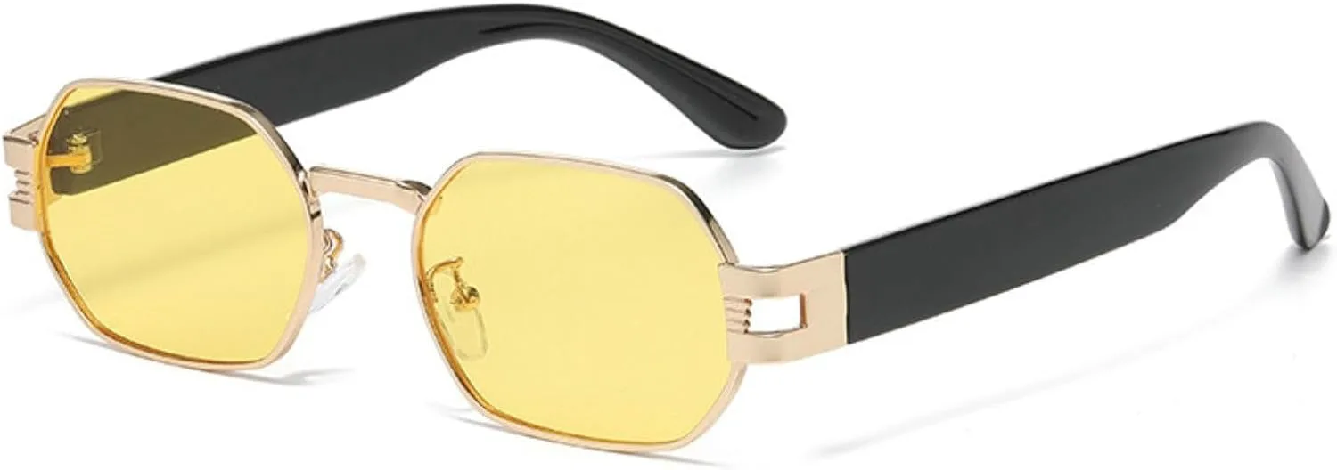 

Солнцезащитные очки Willochra Retro Square Narrow для женщин, модные винтажные, многоугольные, маленькие, с металлической оправой и защитой от УФ-излучения, C8