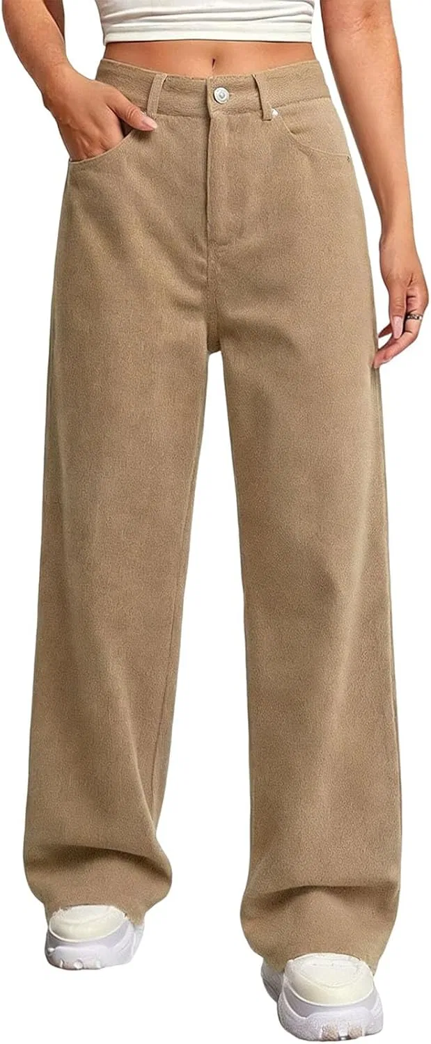 Джинсы женские с высокой посадкой, широкие, Khaki