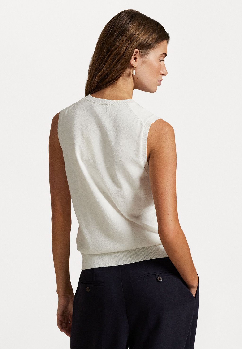 Топ SLEEVELESS CREWNECK SWEATER Polo Ralph Lauren, слоновая кость — фото 3