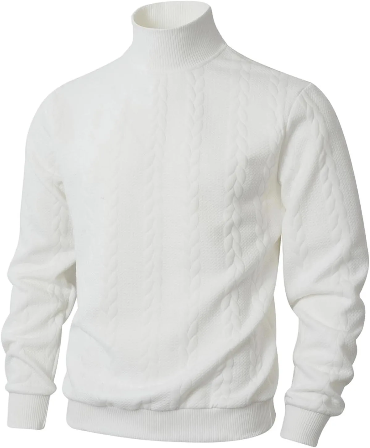 

Мужской вязаный свитер с узором "резинка" Slim Fit, длинный рукав, водолазка