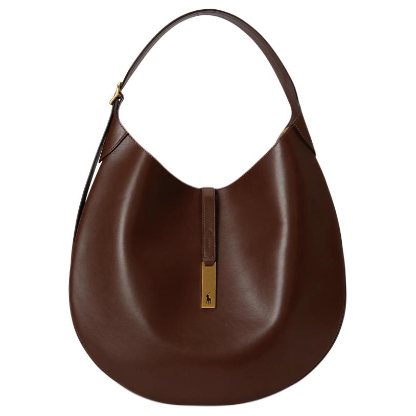 

Polo Ralph Lauren Плечевая сумка Polo ID из коровьей кожи большая женская acorn brown