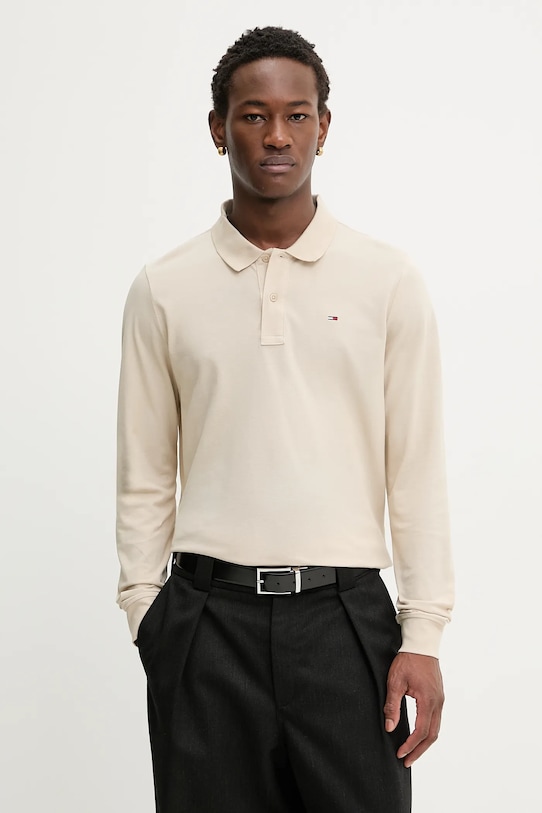 

Хлопковый лонгслив Tommy Jeans, бежевый