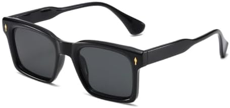 

Модные квадратные солнцезащитные очки с заклепками для мужчин, конфетного цвета, с защитой от УФ-излучения UV400, трендовые для женщин, с прозрачными линзами в оправе MTZJH, Black Gray