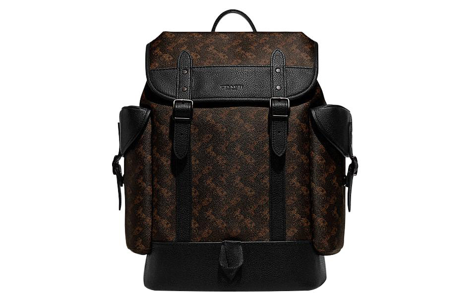 

COACH Рюкзак Hitch с коровьей кожей и ПВХ спинкой большой мужской тёмно-коричневый