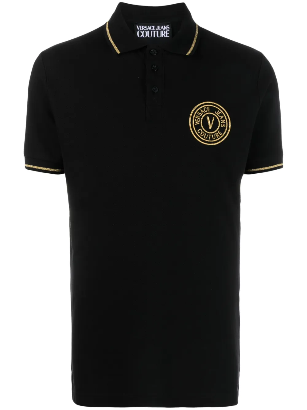 

Рубашка поло с вышитым логотипом Versace Jeans Couture, черный