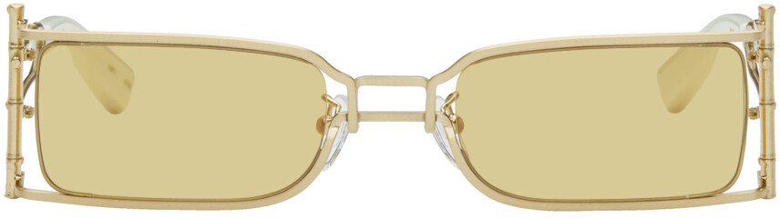 

Эксклюзивные солнцезащитные очки SSENSE из золота и бамбука Feng Chen Wang, Brushed gold