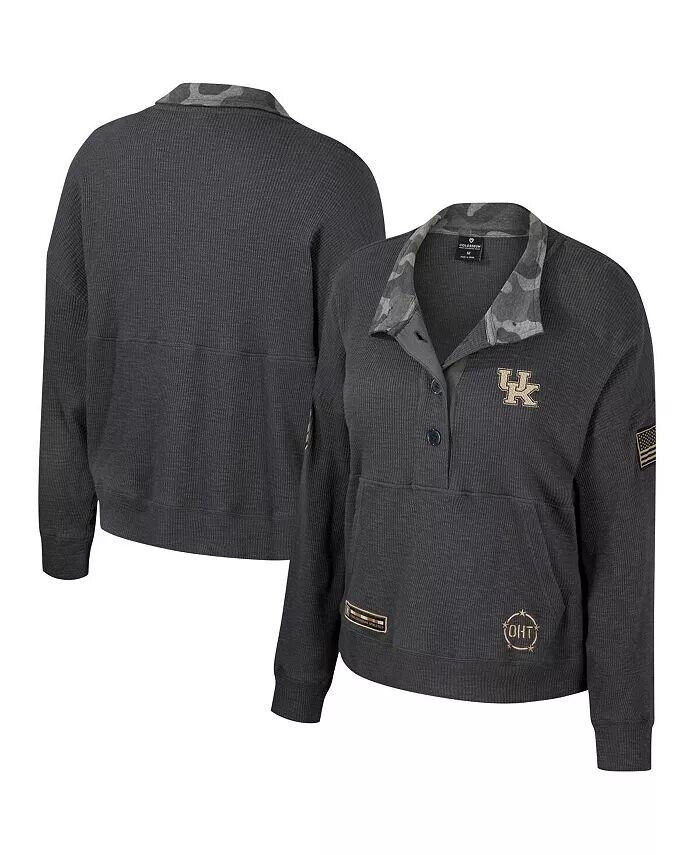 

Женская термотолстовка Henley Heather Charcoal Kentucky Wildcats OHT в стиле милитари Appreciation Payback Colosseum