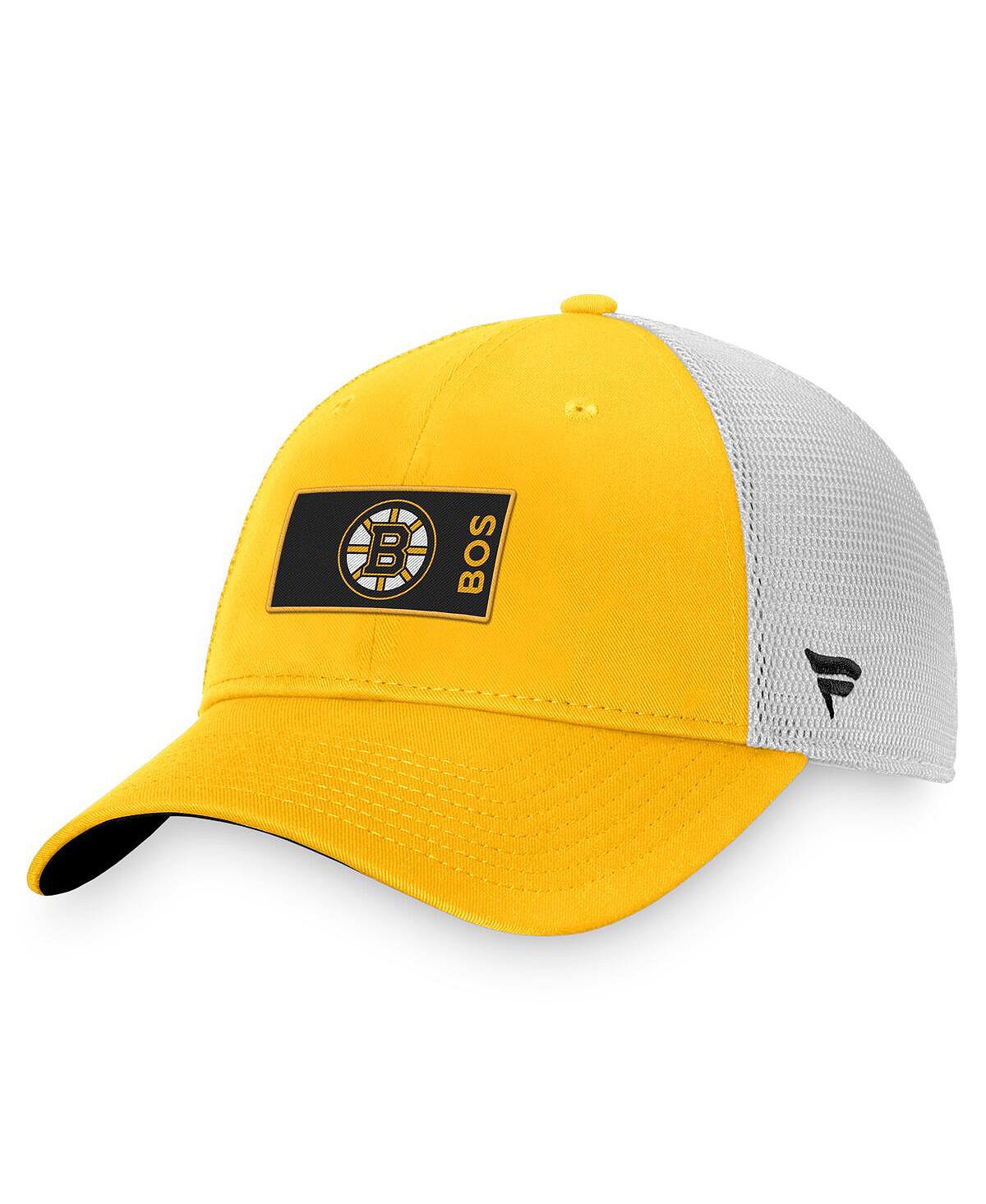 

Мужская фирменная золотисто-белая кепка Boston Bruins Authentic Pro Rink Trucker Snapback Fanatics