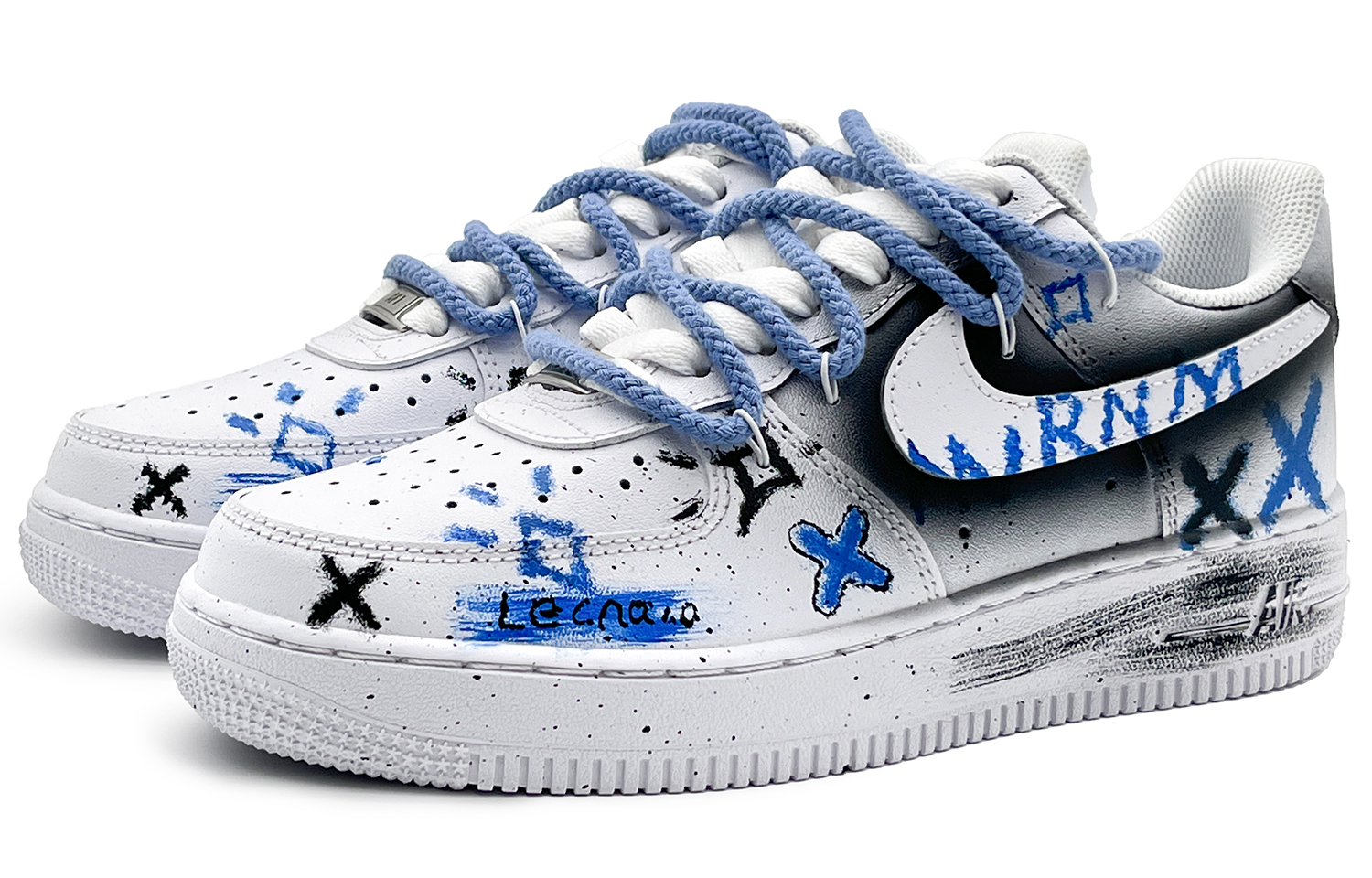 

Кроссовки Nike Air Force 1 Skateboarding Shoes Unisex Low-top White/Black/Blue, синий