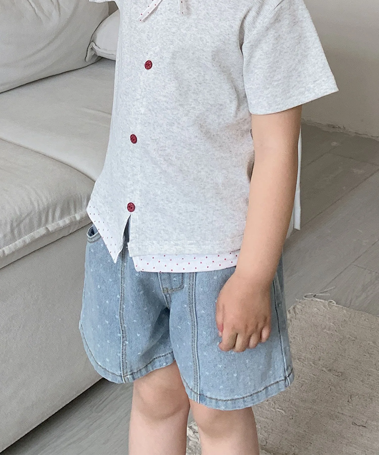 Детские джинсовые шорты в горошек Aimoha Kids, blue