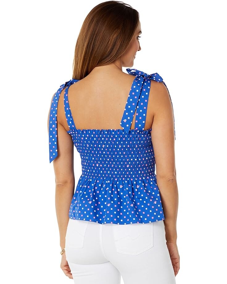 

Топ Lilly Pulitzer Rivera Smocked Top, цвет Borealis Blue Lilly Squared