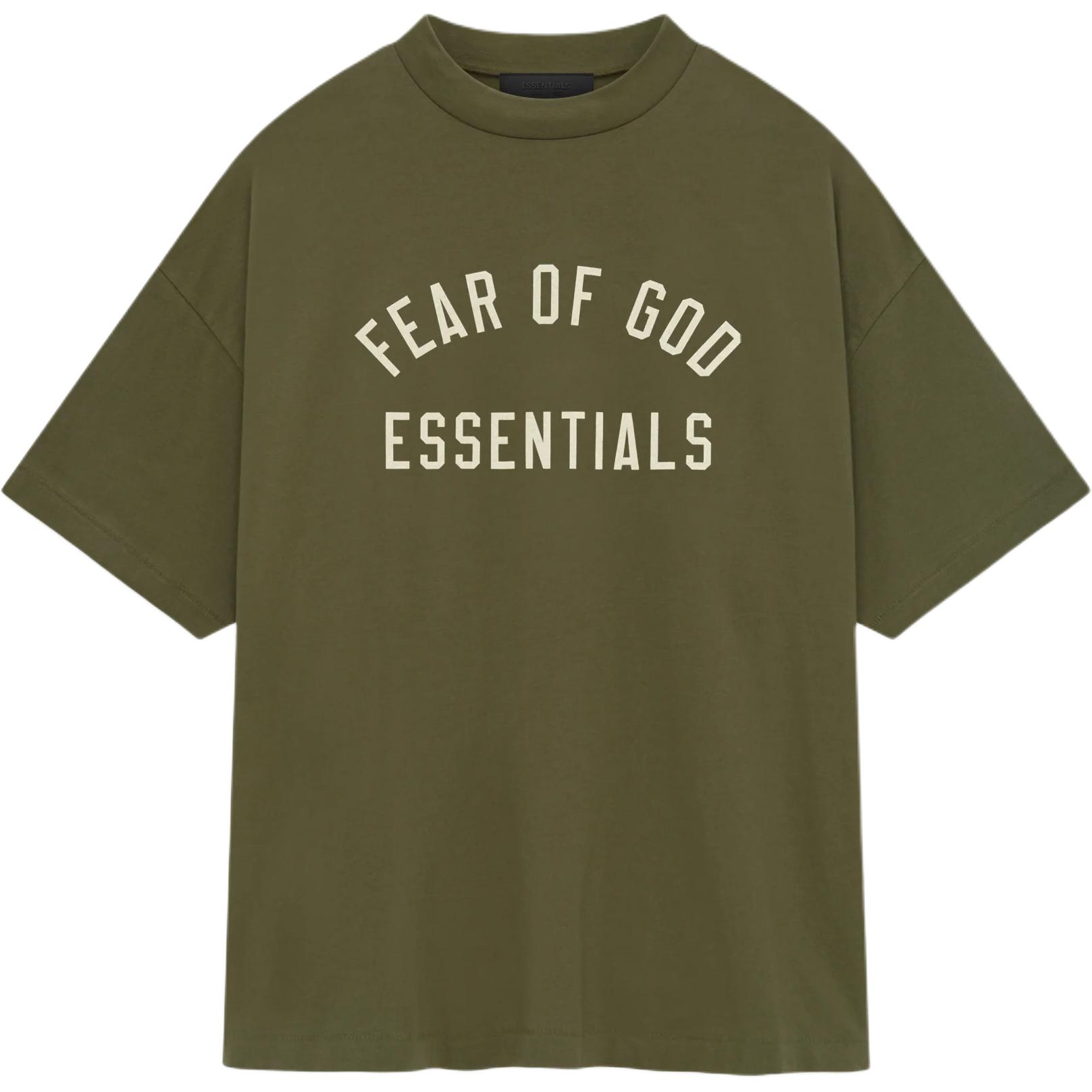 

Футболка с круглым вырезом Fear Of God Essentials, цвет вечнозеленый/милитари