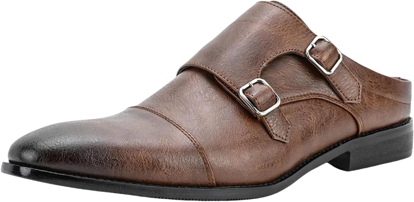 

Мужские повседневные деловые туфли Abborora, мужские сандалии-мюли, кожаные лоферы без шнурков, темно-коричневый