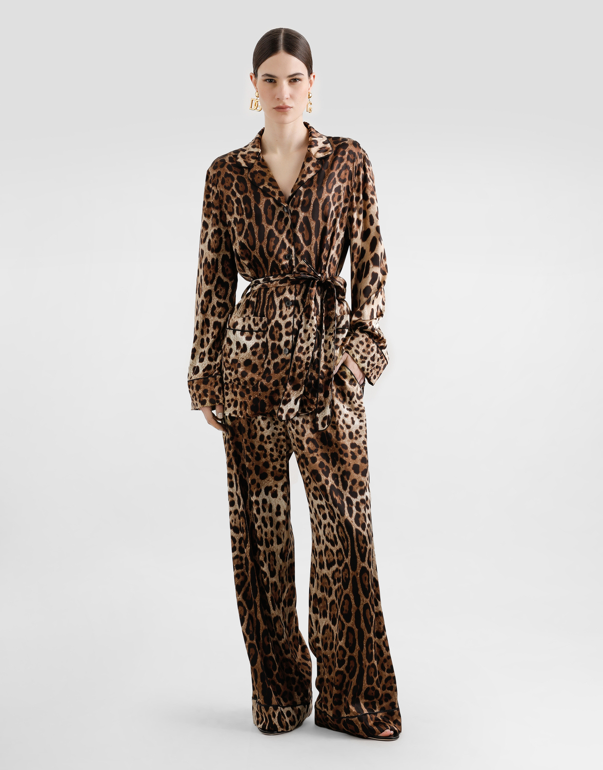 Пижамные штаны из сатина с леопардовым принтом Dolce & Gabbana, мультиколор — фото 2