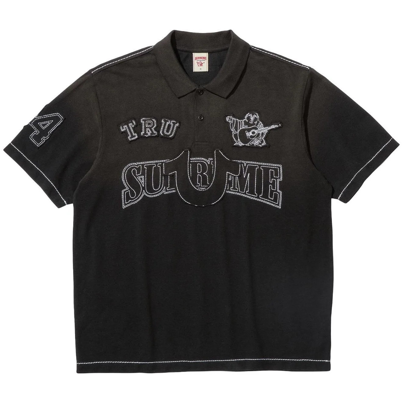 Supreme Футболка поло с аппликациями True Religion в камуфляжном стиле — фото 3