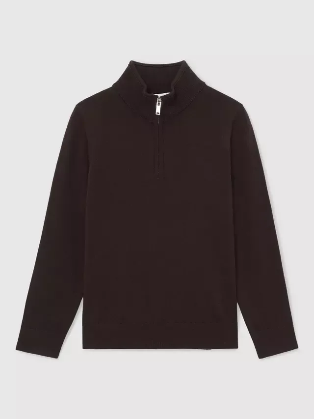 Детский джемпер Blackhall с застежкой-молнией до середины груди Reiss, Brown — фото 3